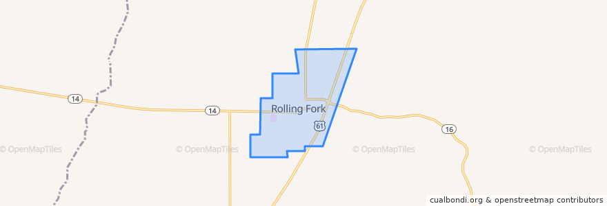 Mapa de ubicacion de Rolling Fork.