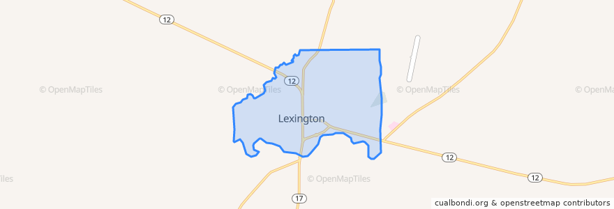 Mapa de ubicacion de Lexington.