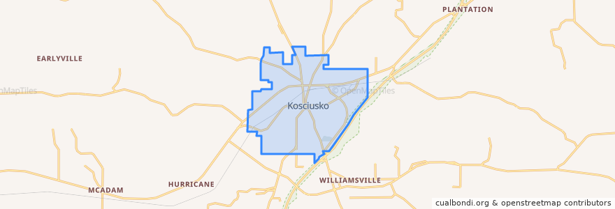 Mapa de ubicacion de Kosciusko.