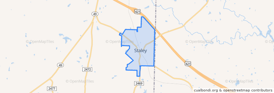 Mapa de ubicacion de Staley.