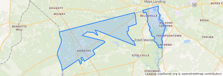 Mapa de ubicacion de Weymouth Township.