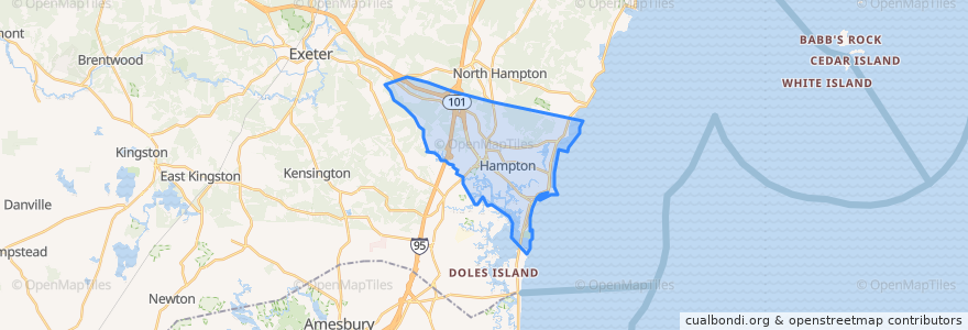 Mapa de ubicacion de Hampton.