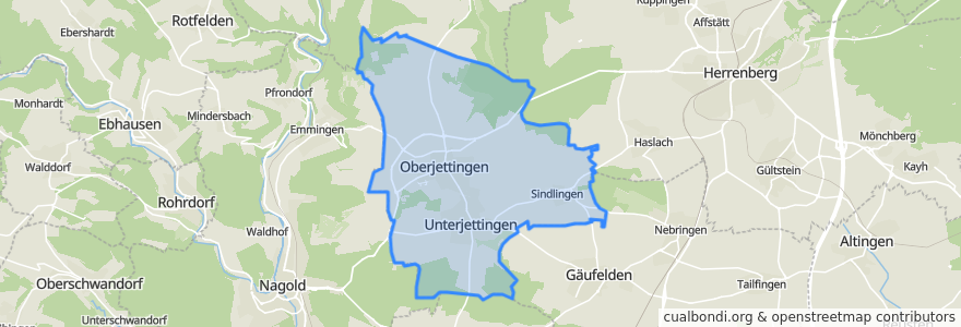 Mapa de ubicacion de Jettingen.