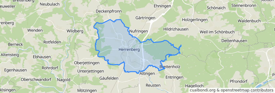 Mapa de ubicacion de Herrenberg.