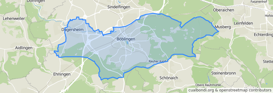 Mapa de ubicacion de Böblingen.