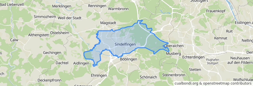 Mapa de ubicacion de Sindelfingen.