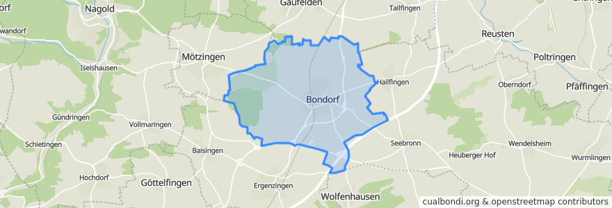 Mapa de ubicacion de Bondorf.