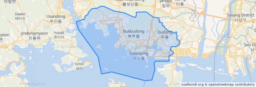 Mapa de ubicacion de 진해구.