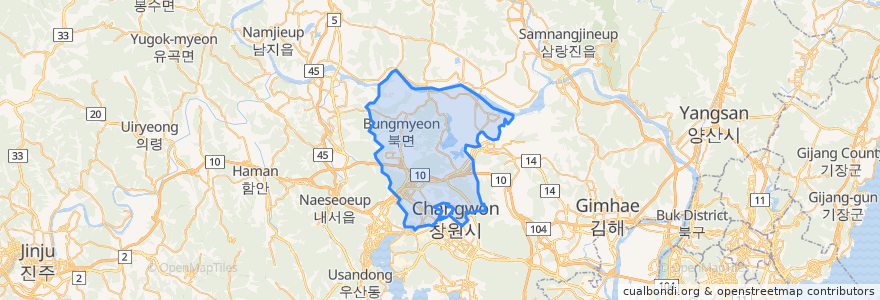 Mapa de ubicacion de 의창구.