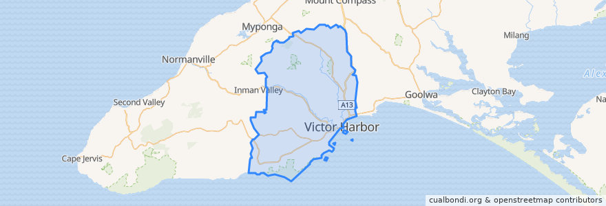 Mapa de ubicacion de City of Victor Harbor.