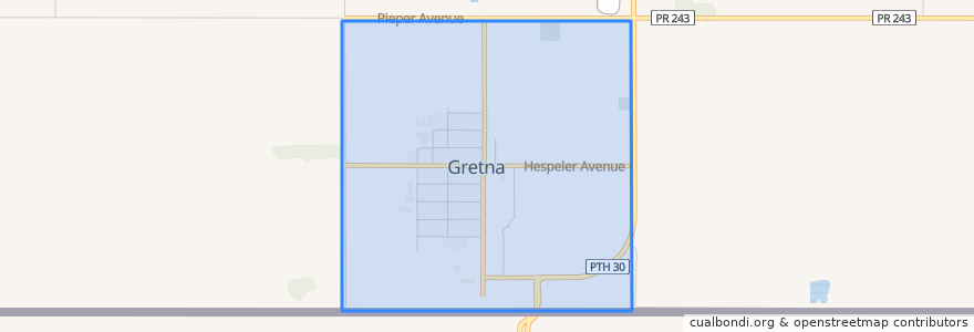 Mapa de ubicacion de Gretna.