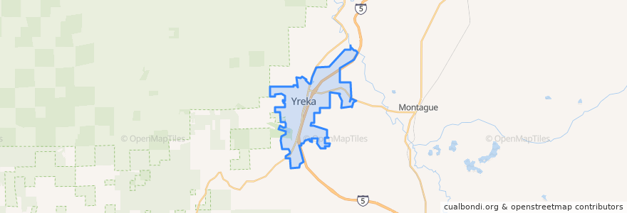 Mapa de ubicacion de Yreka.