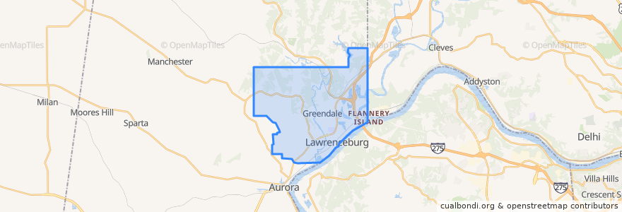 Mapa de ubicacion de Lawrenceburg Township.