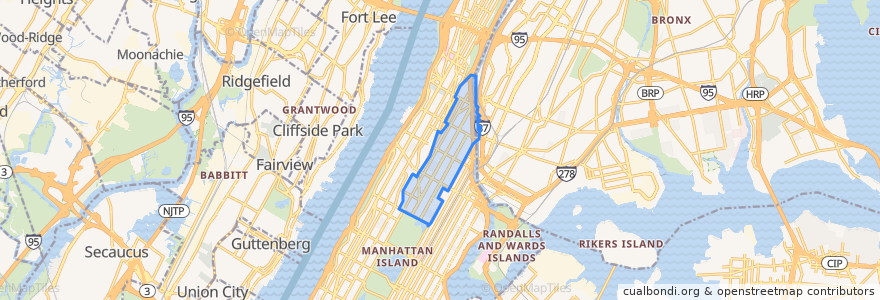 Mapa de ubicacion de Manhattan Community Board 10.