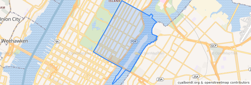 Mapa de ubicacion de Manhattan Community Board 8.
