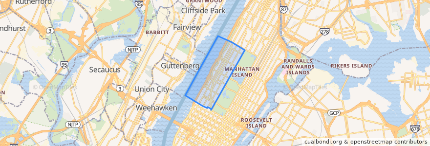 Mapa de ubicacion de Manhattan Community Board 7.