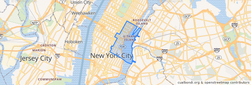 Mapa de ubicacion de Manhattan Community Board 6.