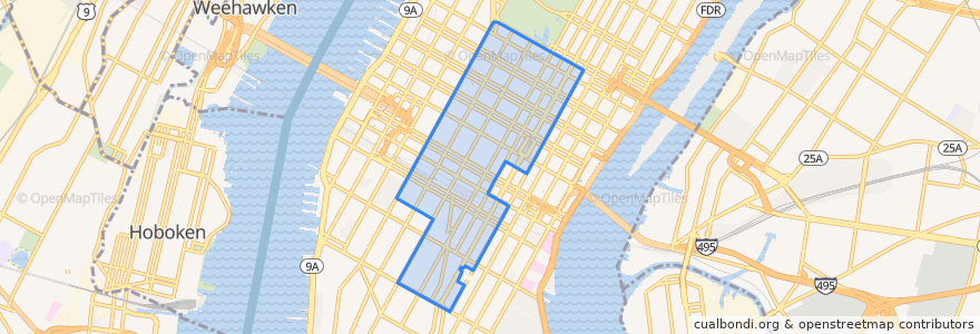 Mapa de ubicacion de Manhattan Community Board 5.