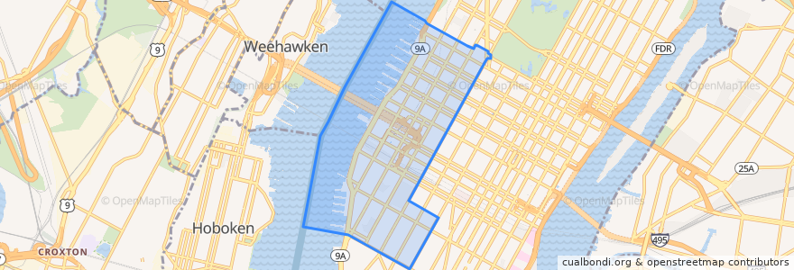 Mapa de ubicacion de Manhattan Community Board 4.
