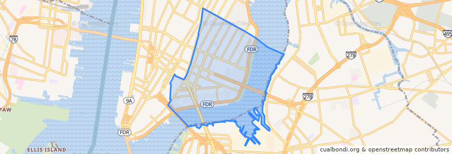 Mapa de ubicacion de Manhattan Community Board 3.