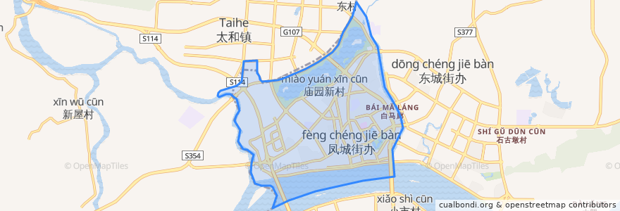 Mapa de ubicacion de Fengcheng Subdistrict.