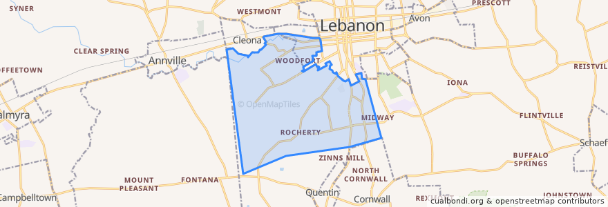 Mapa de ubicacion de North Cornwall Township.