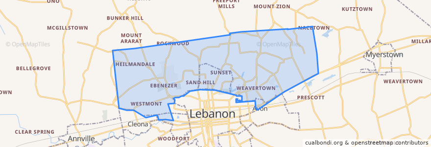 Mapa de ubicacion de North Lebanon Township.