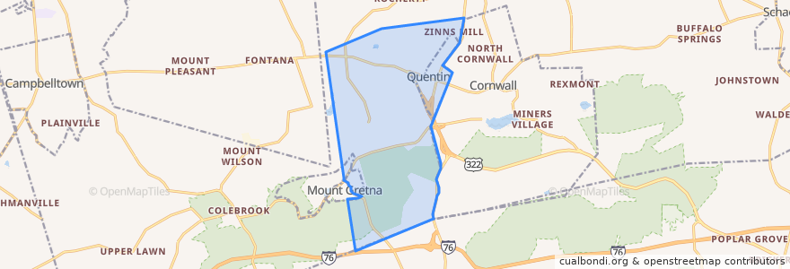 Mapa de ubicacion de West Cornwall Township.