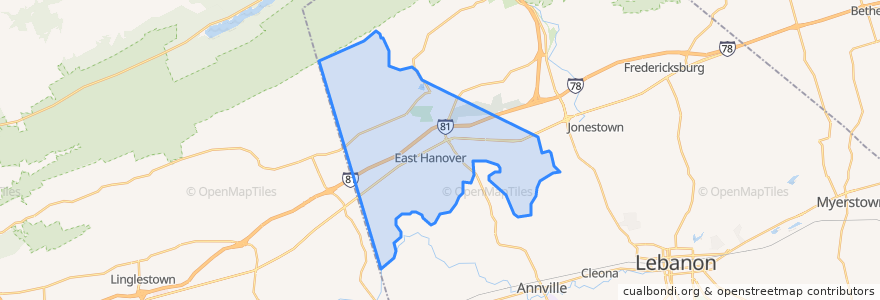 Mapa de ubicacion de East Hanover Township.