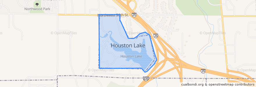 Mapa de ubicacion de Houston Lake.