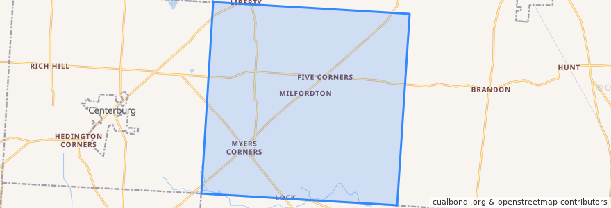 Mapa de ubicacion de Milford Township.