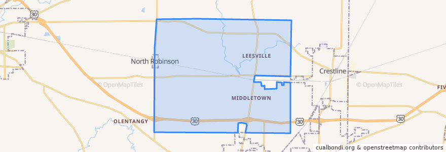 Mapa de ubicacion de Jefferson Township.