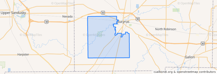 Mapa de ubicacion de Bucyrus Township.