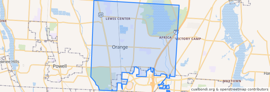 Mapa de ubicacion de Orange Township.