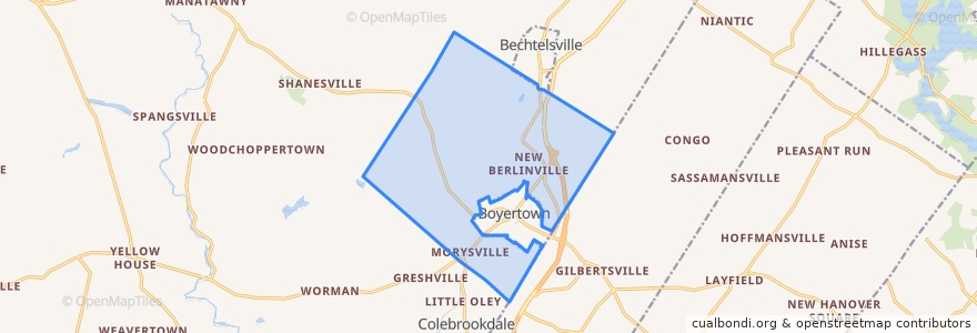 Mapa de ubicacion de Colebrookdale Township.