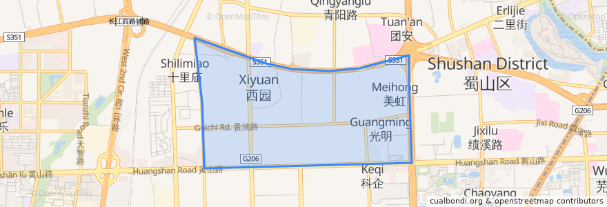 Mapa de ubicacion de 西园街道.