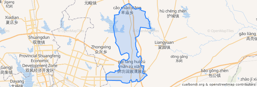 Mapa de ubicacion de 牌坊回族满族乡.