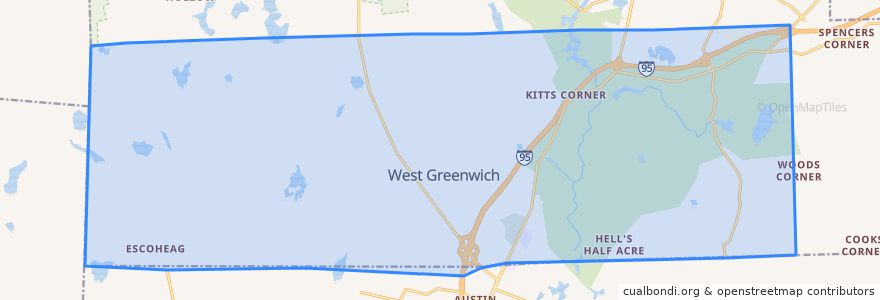 Mapa de ubicacion de West Greenwich.