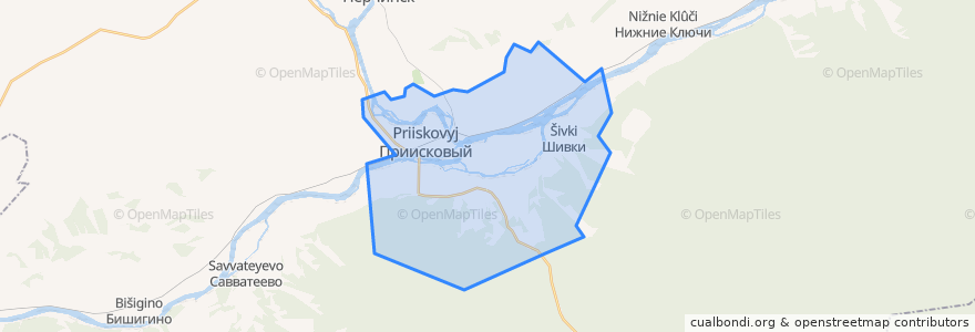 Mapa de ubicacion de Приисковское городское поселение.