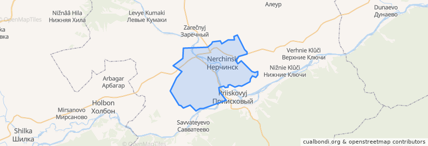 Mapa de ubicacion de Нерчинское городское поселение.