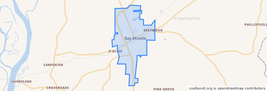 Mapa de ubicacion de Bay Minette.