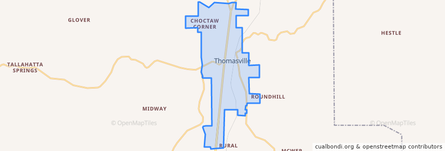 Mapa de ubicacion de Thomasville.