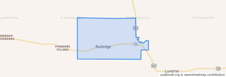 Mapa de ubicacion de Rutledge.