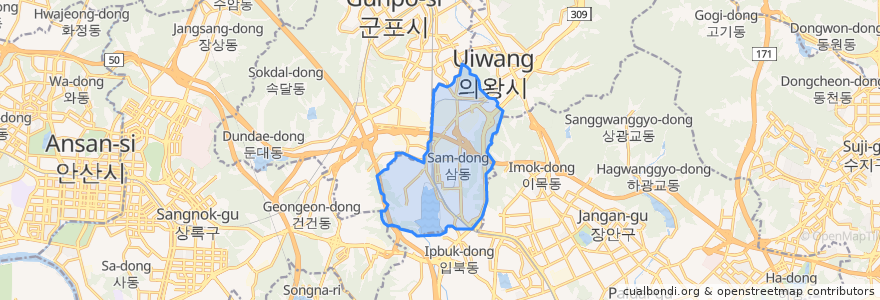 Mapa de ubicacion de 부곡동.