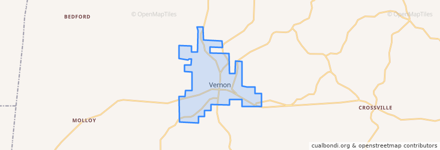 Mapa de ubicacion de Vernon.