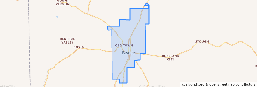 Mapa de ubicacion de Fayette.