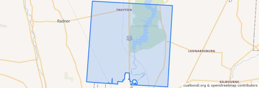 Mapa de ubicacion de Troy Township.