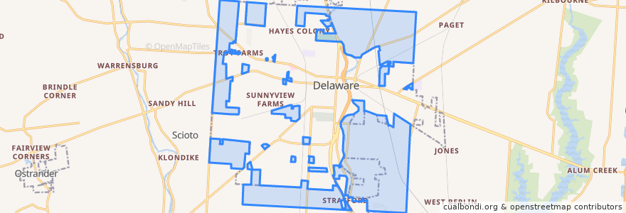 Mapa de ubicacion de Delaware Township.