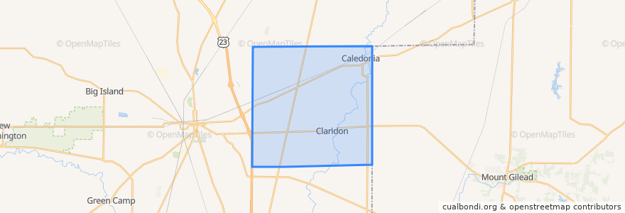 Mapa de ubicacion de Claridon Township.