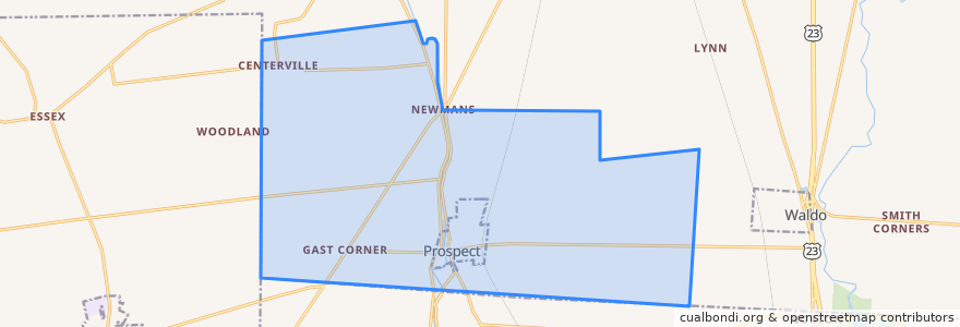 Mapa de ubicacion de Prospect Township.